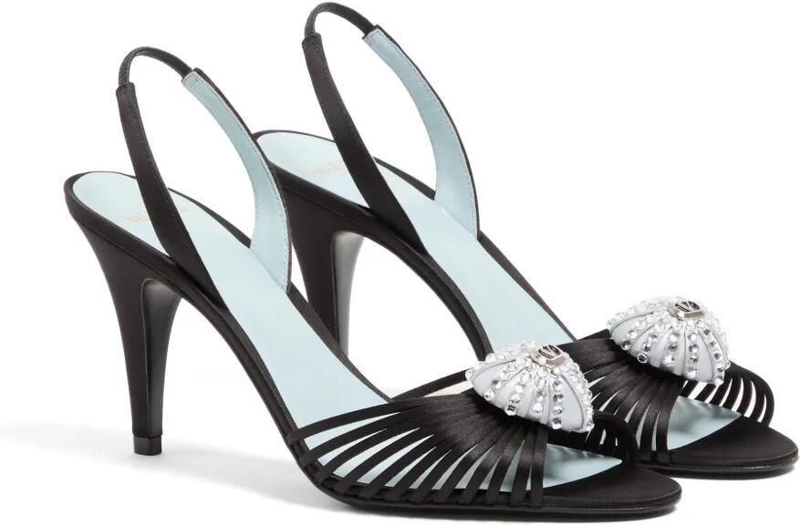 Valentino Garavani Coeur Royal satijnen sandalen 85 mm Zwart - Foto 3