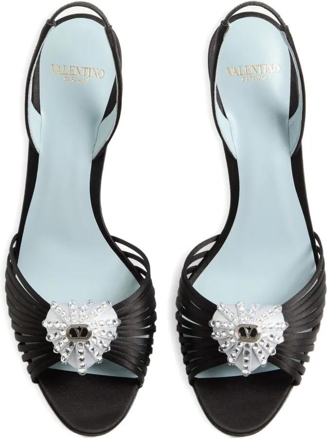 Valentino Garavani Coeur Royal satijnen sandalen 85 mm Zwart - Foto 2