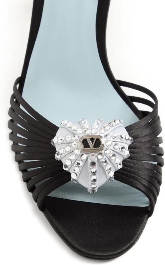 Valentino Garavani Coeur Royal satijnen sandalen 85 mm Zwart - Foto 4