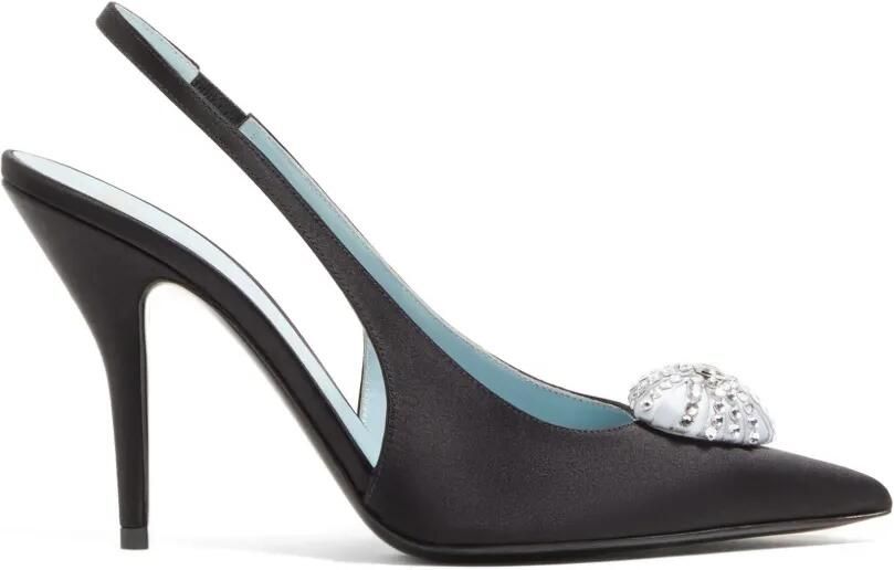 Valentino Garavani Coeur Royal satijnen slingback pumps Zwart