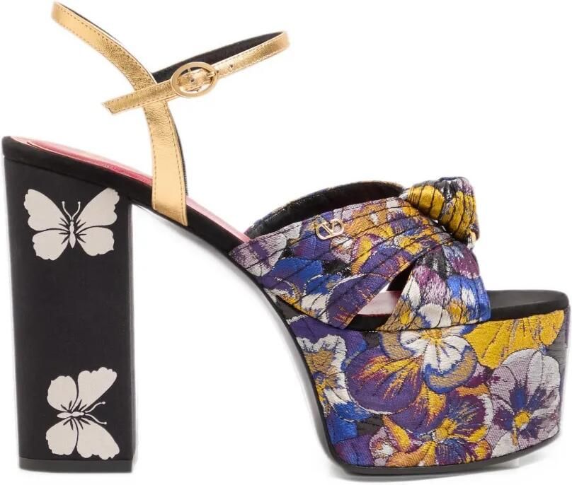 Valentino Garavani Crasher platform sandals in Après L'Hiver jacquard-fabric 125mm Paars