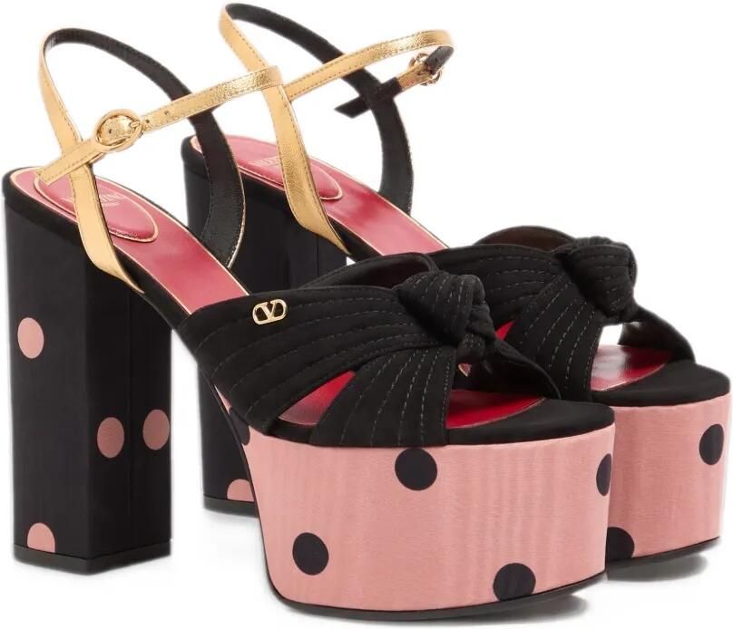 Valentino Garavani Crasher platform sandals in Moiré-fabric with Plus De Poi-print 125mm Zwart - Foto 3