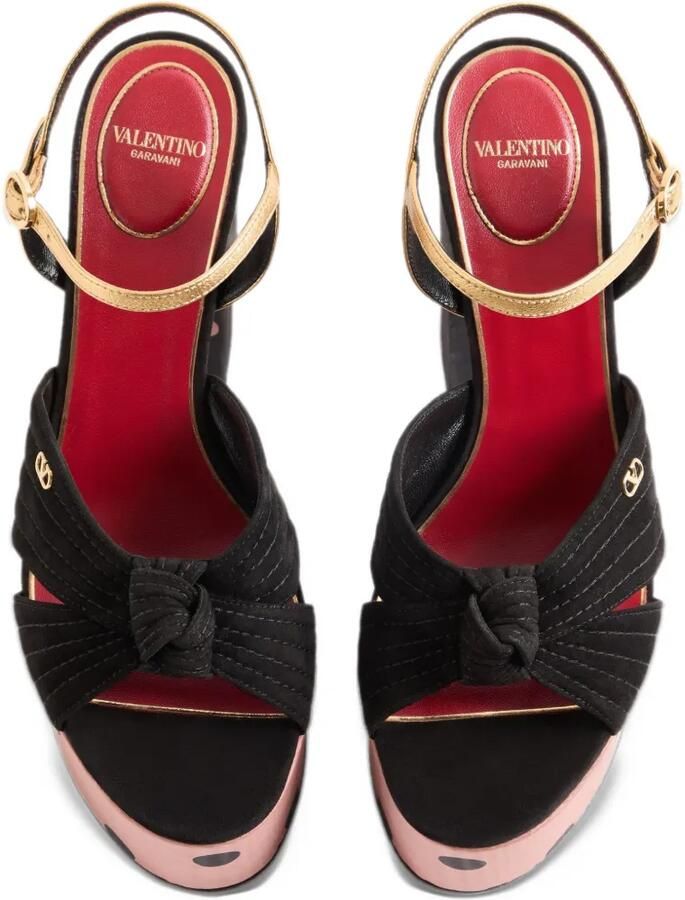 Valentino Garavani Crasher platform sandals in Moiré-fabric with Plus De Poi-print 125mm Zwart - Foto 2