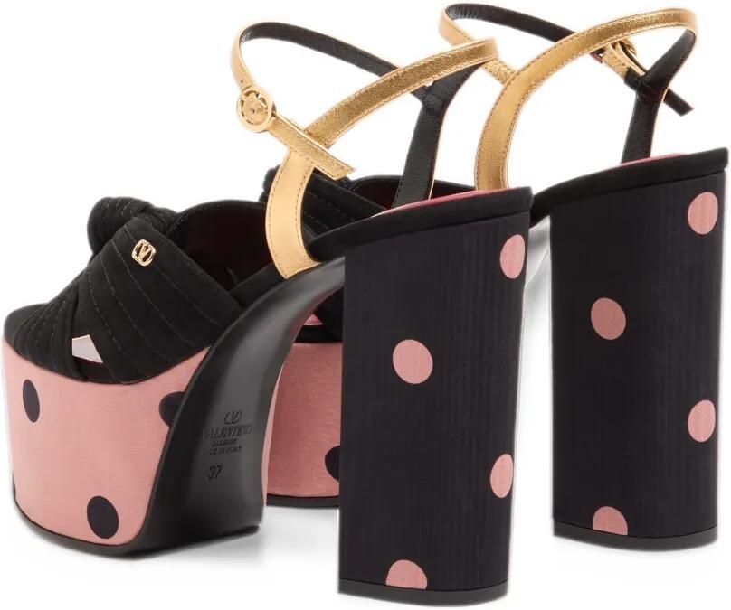 Valentino Garavani Crasher platform sandals in Moiré-fabric with Plus De Poi-print 125mm Zwart - Foto 4