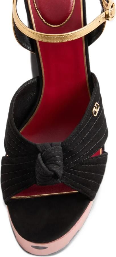Valentino Garavani Crasher platform sandals in Moiré-fabric with Plus De Poi-print 125mm Zwart - Foto 5