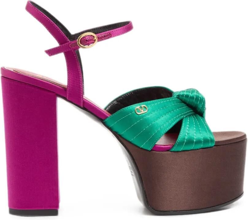 Valentino Garavani Crasher satijnen sandalen met plateauzool Groen