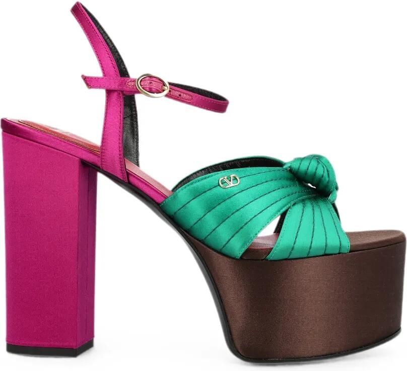 Valentino Garavani Crasher satijnen sandalen met plateauzool Groen