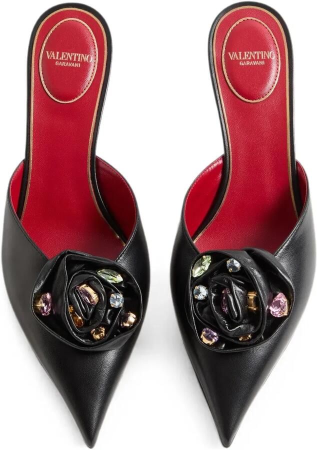 Valentino Garavani Drip Rose 55mm muiltjes met puntige neus Zwart - Foto 2