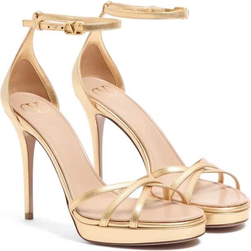 Valentino Garavani Eveninglam gelamineerde nappa leren sandalen met plateauzool 120 mm Goud - Foto 2