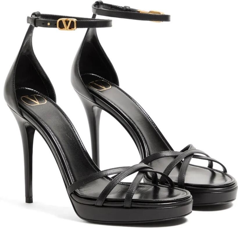 Valentino Garavani Eveninglam kalfsleren sandalen met plateauzool 120 mm Zwart - Foto 3