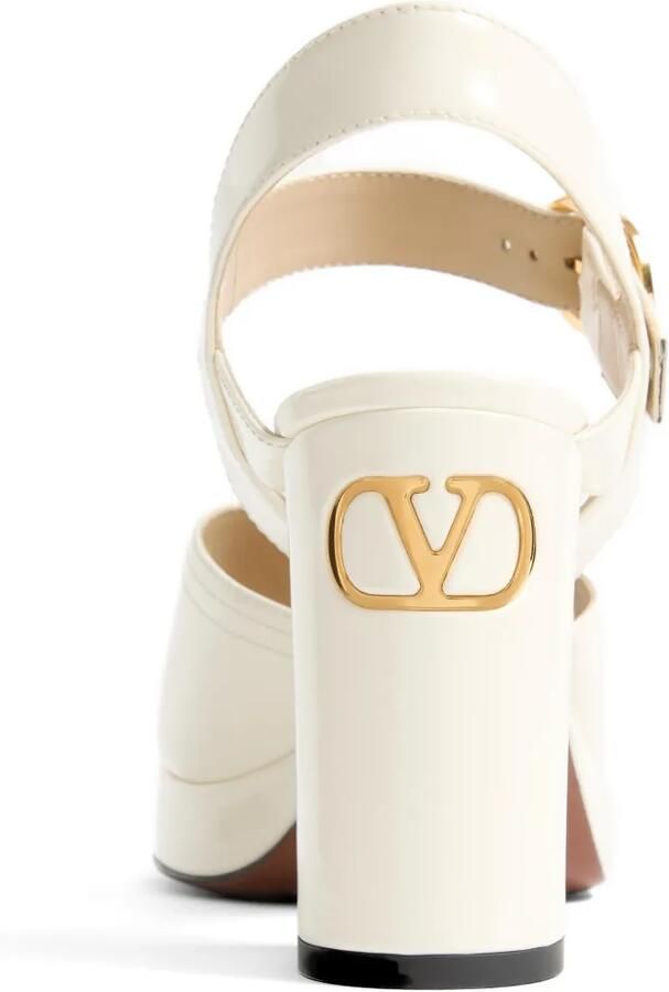 Valentino Garavani Fawcette kalfsleren sandalen met plateauzool Beige - Foto 4
