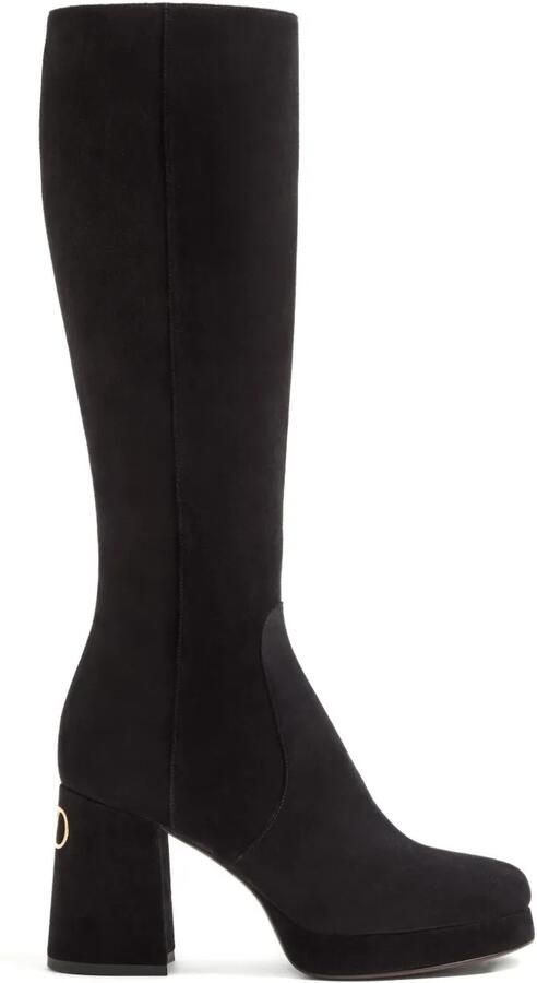Valentino Garavani Fawcette leren 90mm laarzen met plateauzool Zwart