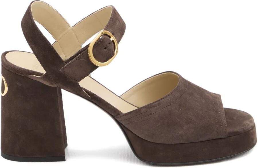 Valentino Garavani Fawcette leren sandalen met plateauzool Bruin