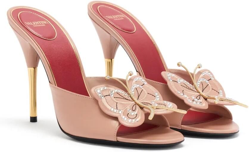 Valentino Garavani Flutterby leren sandalen met vlinderpatch Beige - Foto 4
