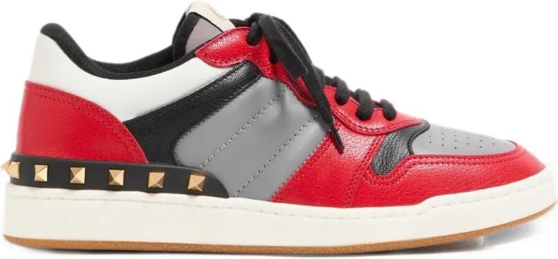 Valentino Garavani Freedots two-tone sneakers in kidskin and nappa calfskin with studs detail Rood