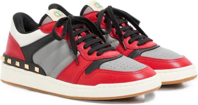 Valentino Garavani Freedots two-tone sneakers in kidskin and nappa calfskin with studs detail Rood - Foto 4