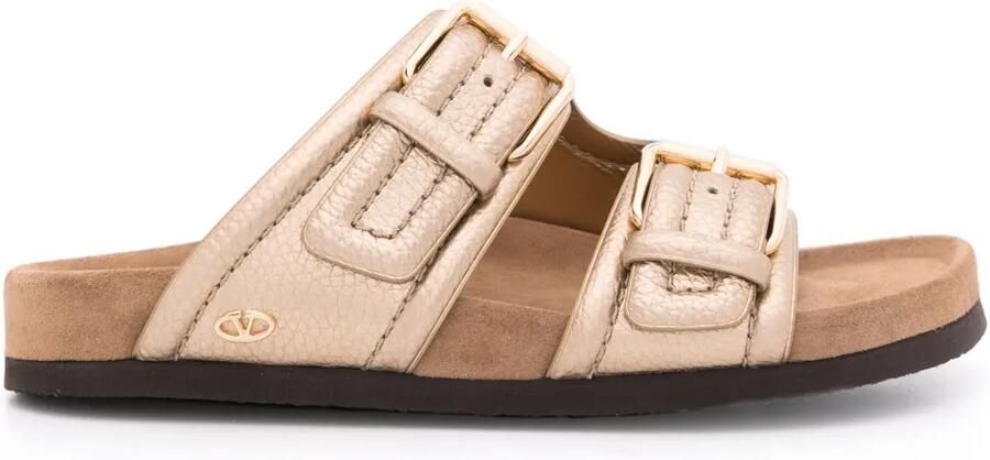 Valentino Garavani Fussbet slippers met dubbele band Goud