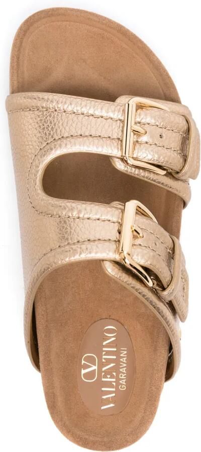 Valentino Garavani Fussbet slippers met dubbele band Goud - Foto 4