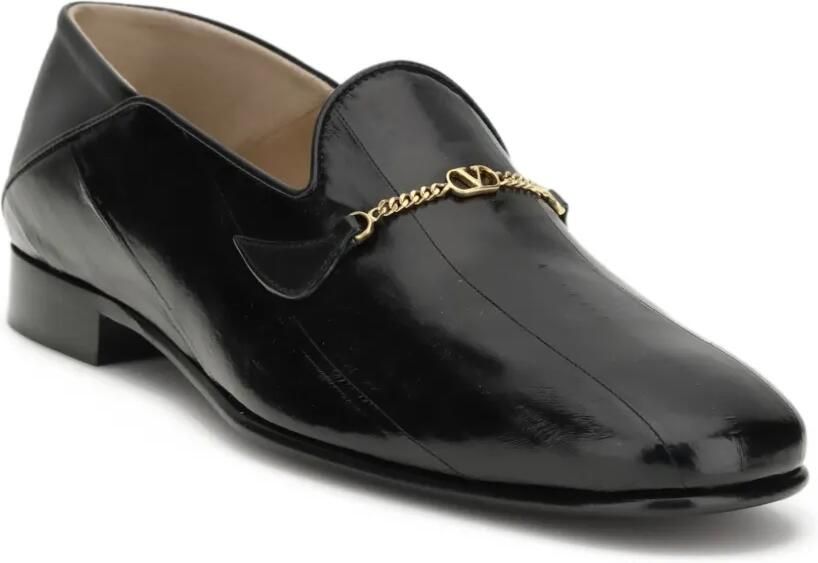 Valentino Garavani Jiggie loafers van anguilla en nappa leer Zwart