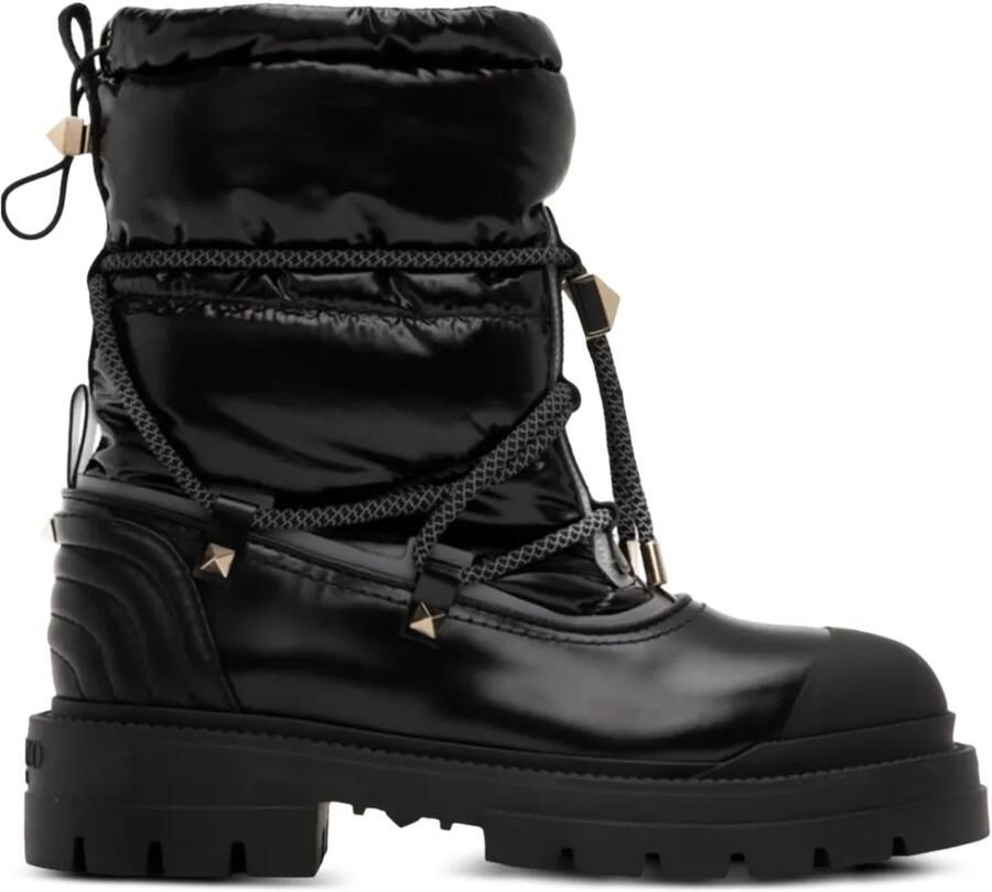 Valentino Garavani Leren combat boots Zwart