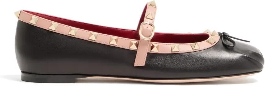 Valentino Garavani Mary-Jane Rockstud nappaleren ballerina's 05 mm Zwart