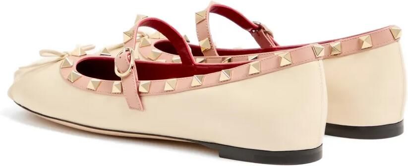 Valentino Garavani Mary-Jane Rockstud nappaleren ballerina's Beige - Foto 4