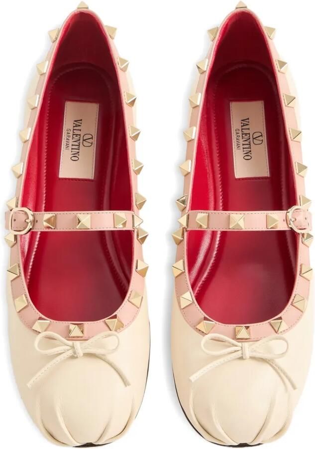 Valentino Garavani Mary-Jane Rockstud nappaleren ballerina's Beige - Foto 3