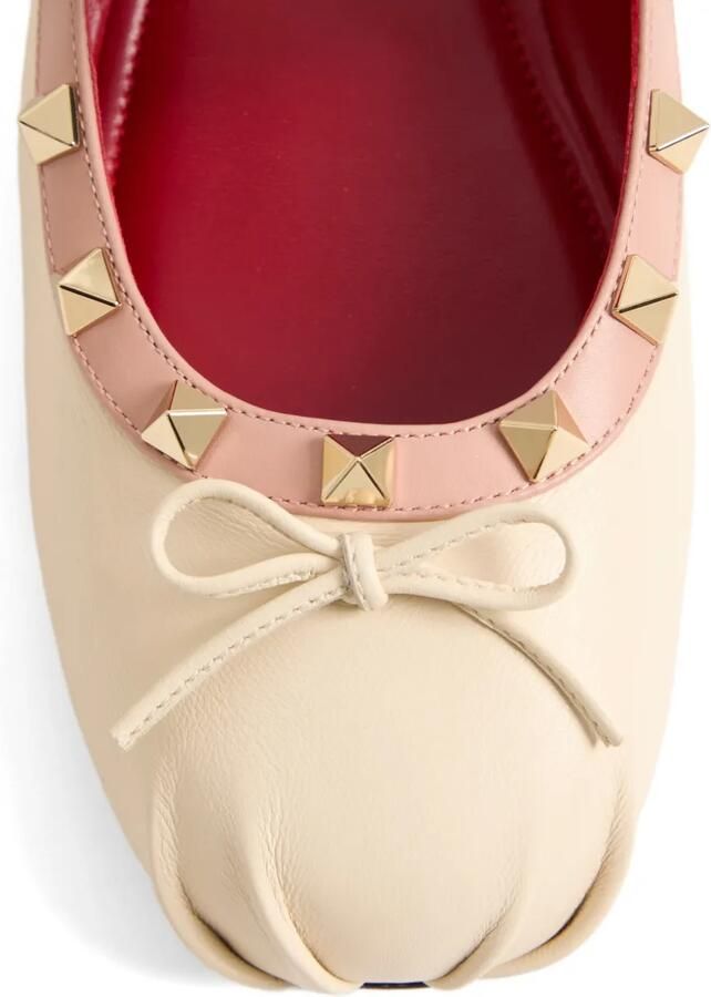 Valentino Garavani Mary-Jane Rockstud nappaleren ballerina's Beige - Foto 2