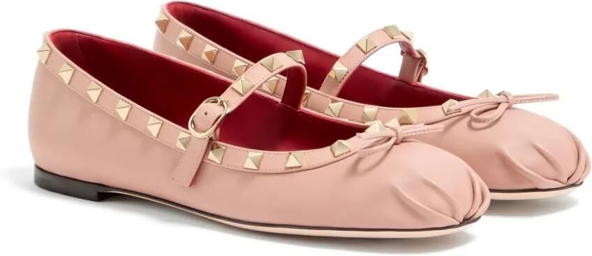 Valentino Garavani Mary-Jane Rockstud nappaleren ballerina's Roze