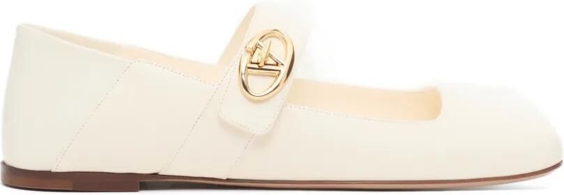 Valentino Garavani Mary-Jane VLogo Locker kalfsleren ballerina's Beige