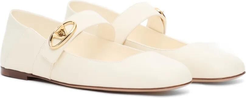Valentino Garavani Mary-Jane VLogo Locker kalfsleren ballerina's Beige - Foto 4