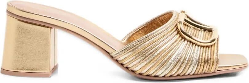 Valentino Garavani Metallic VLogo Signature slide sandals with cornely embroidery 60Mm Goud