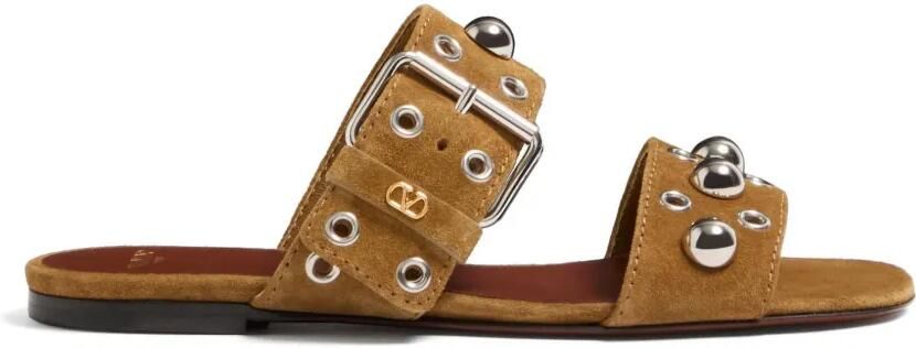 Valentino Garavani Nellcôte Crust leren sandalen Bruin