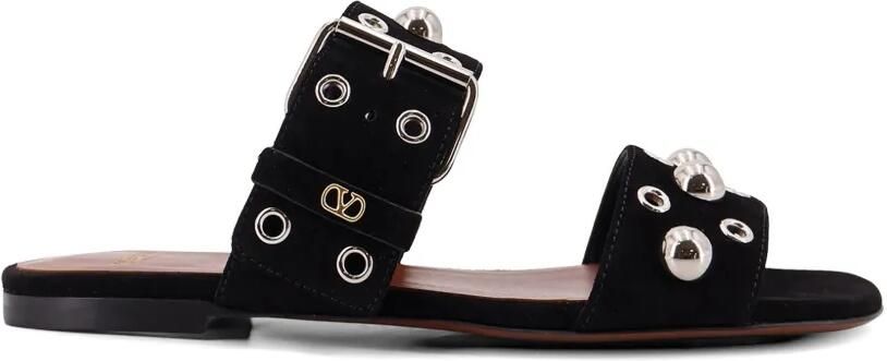 Valentino Garavani Nellcôte Crust leren sandalen Zwart