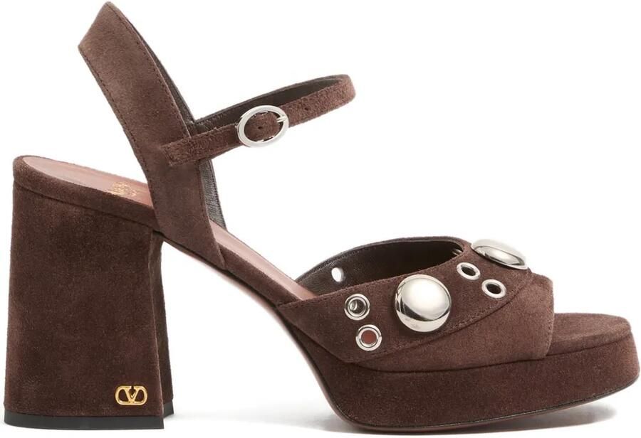 Valentino Garavani Nellcôte leren sandalen met plateauzool Bruin