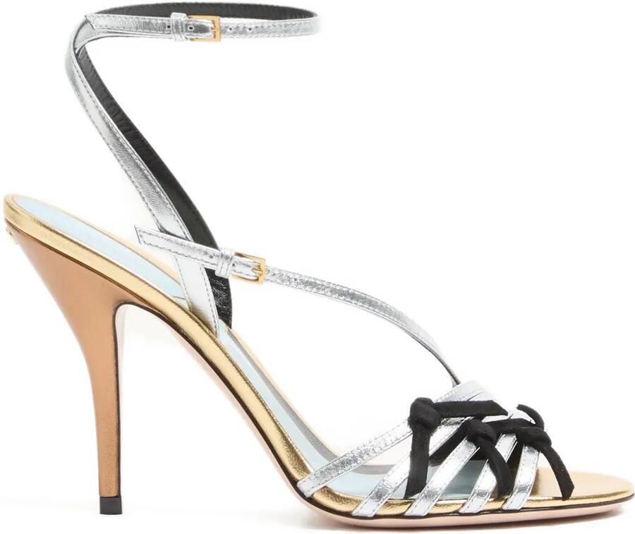 Valentino Garavani Nodine gelamineerde nappa sandalen Zilver
