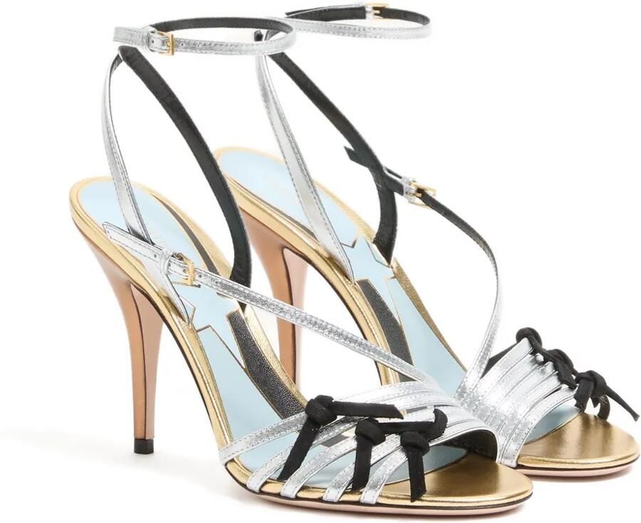 Valentino Garavani Nodine gelamineerde nappa sandalen Zilver - Foto 3