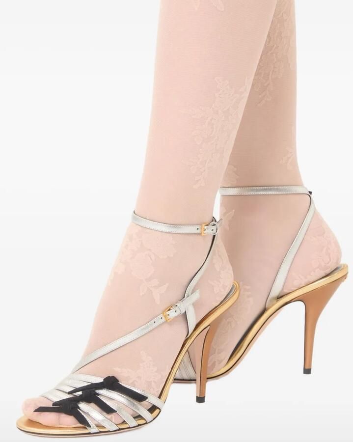 Valentino Garavani Nodine gelamineerde nappa sandalen Zilver - Foto 4