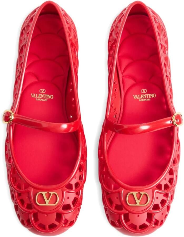 Valentino Garavani Ondette rubberen ballerina's met gewelfd patroon Rood - Foto 2