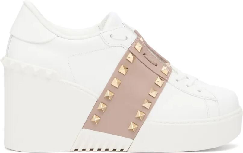 Valentino Garavani Open Disco wedge sneakers in calfskin 85mm Wit