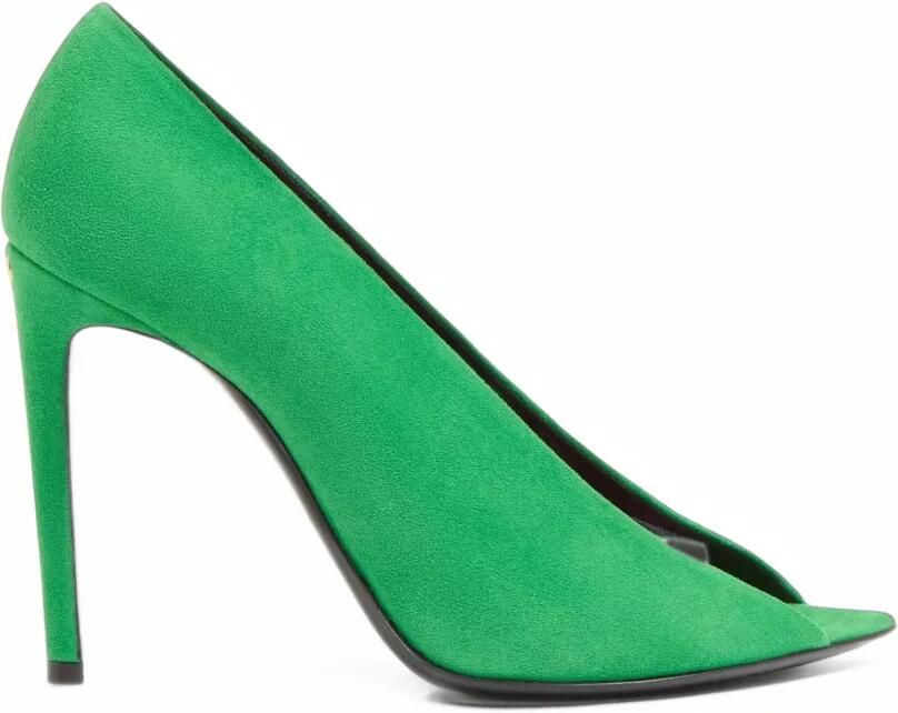 Valentino Garavani Révélé suède pumps met open neus en hak van 105 mm Groen