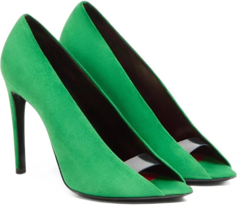 Valentino Garavani Révélé suède pumps met open neus en hak van 105 mm Groen - Foto 4