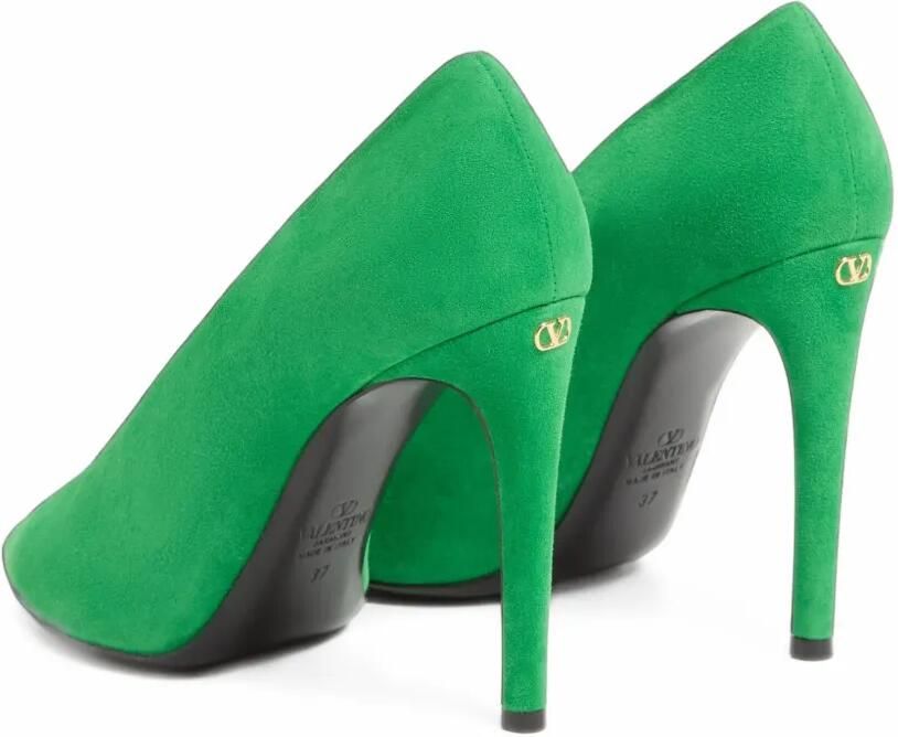 Valentino Garavani Révélé suède pumps met open neus en hak van 105 mm Groen - Foto 5