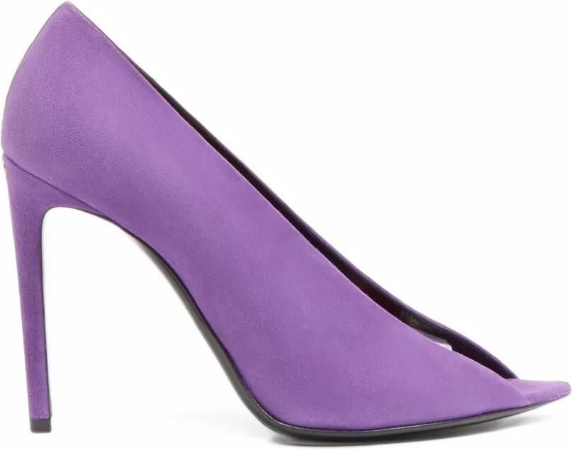 Valentino Garavani Révélé suède pumps met open neus en hak van 105 mm Paars