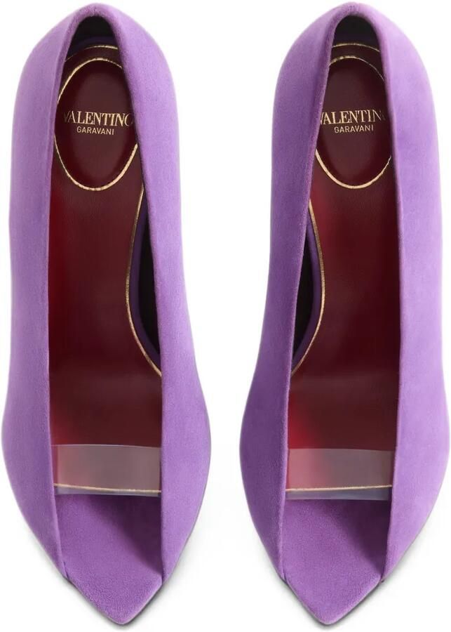 Valentino Garavani Révélé suède pumps met open neus en hak van 105 mm Paars - Foto 2