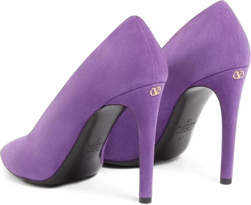Valentino Garavani Révélé suède pumps met open neus en hak van 105 mm Paars - Foto 4