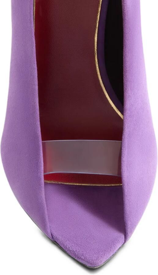 Valentino Garavani Révélé suède pumps met open neus en hak van 105 mm Paars - Foto 5