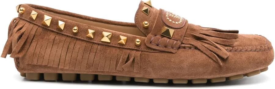 Valentino Garavani Plaster Caster Driver leren loafers met franje Bruin