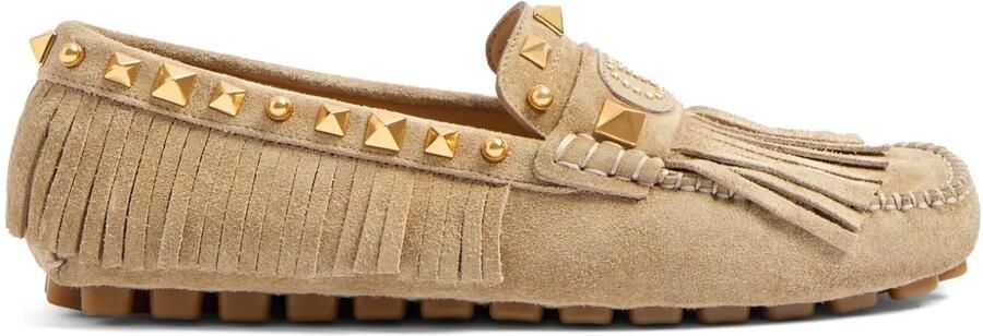 Valentino Garavani Plaster Caster Driver loafers met franje Beige