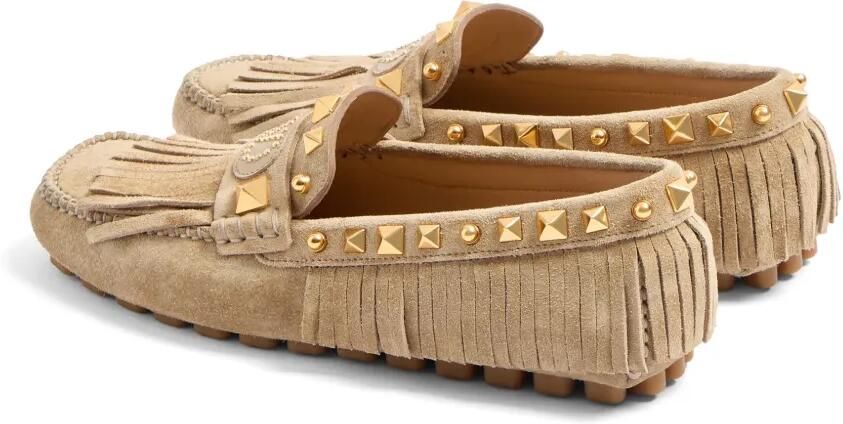 Valentino Garavani Plaster Caster Driver loafers met franje Beige - Foto 5